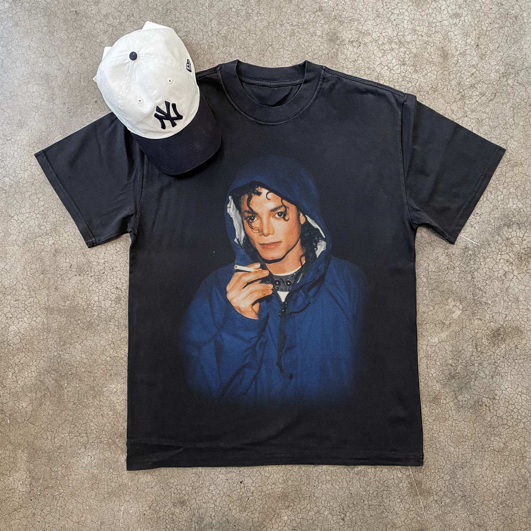 1988 Mj 'Hood Smoke' Faded Black Tee