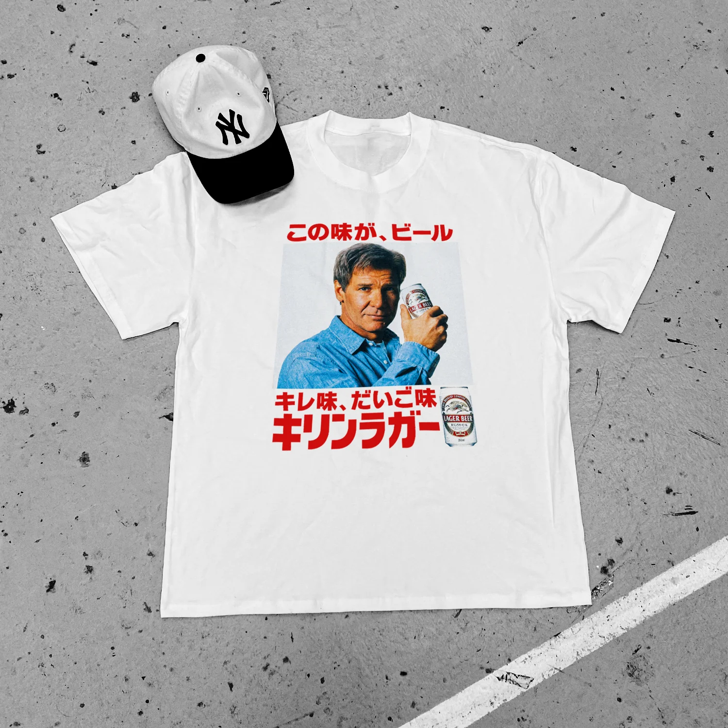1994 Harrison Ford 'Kirin' Japanese Beer Promo Heavy Faded Tee