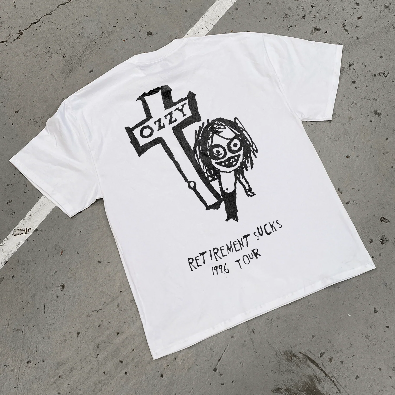 1996 Ozzy Osbourne 'Retirement Sucks Tour' Heavy Faded White Tee