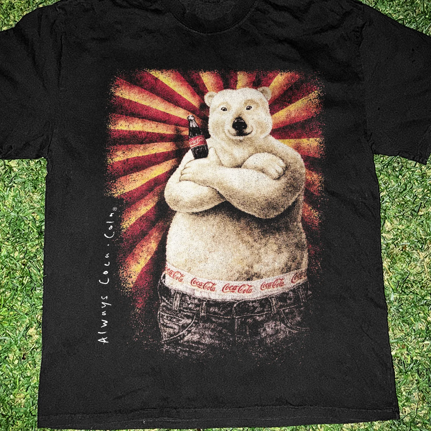 90s Japanese 'Cola Polar' Bear Heavy Faded Tee - Image 2