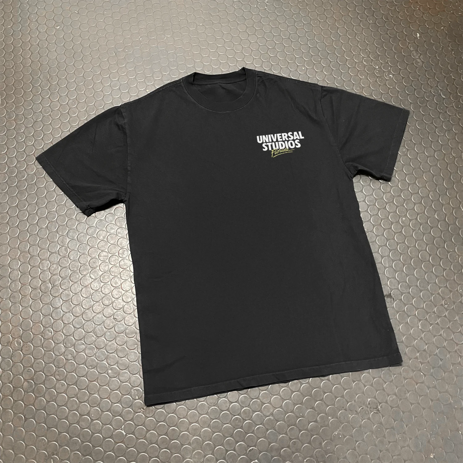 90S Retro 'Universal Studios' Heavy Faded Black Tee - Image 2