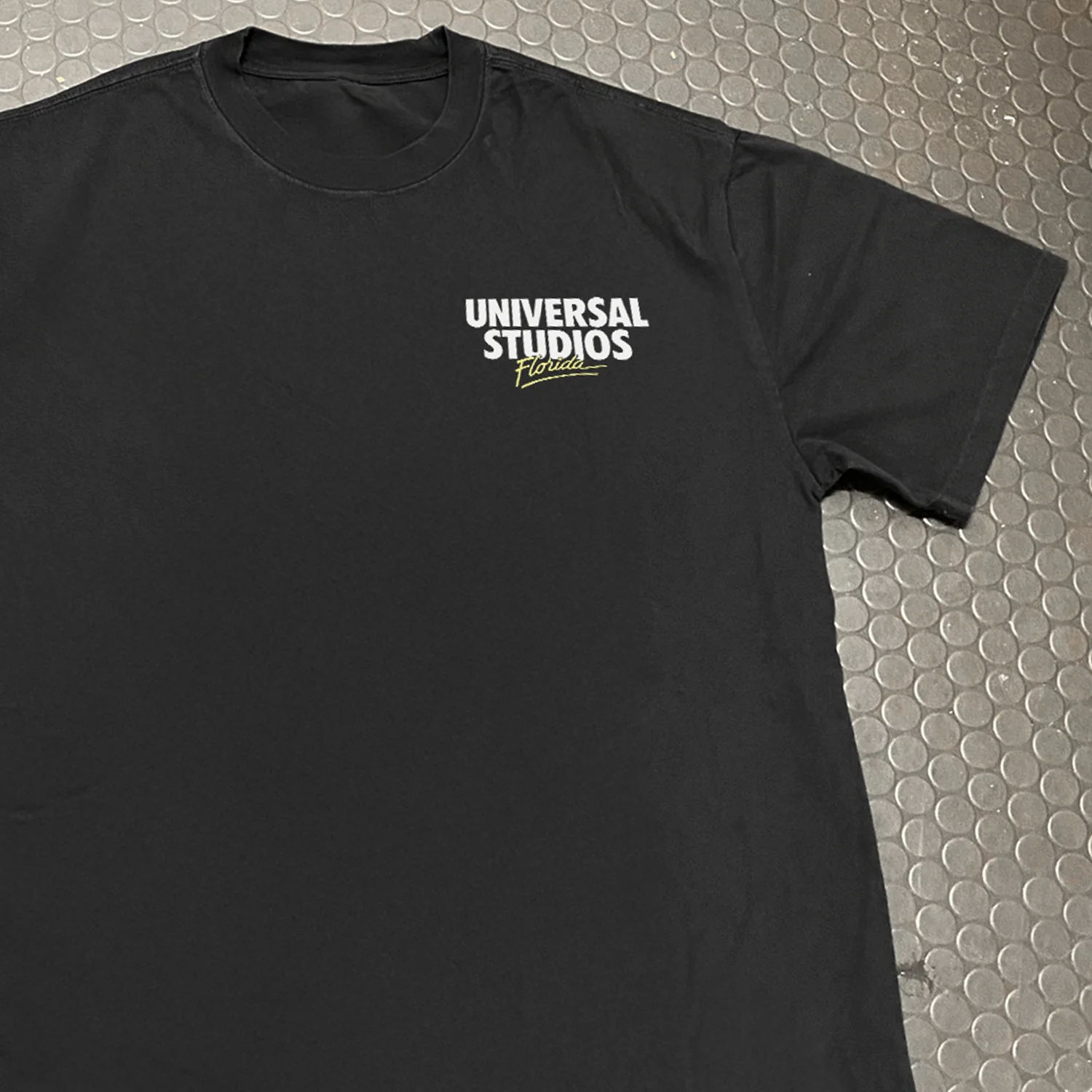 90S Retro 'Universal Studios' Heavy Faded Black Tee - Image 4
