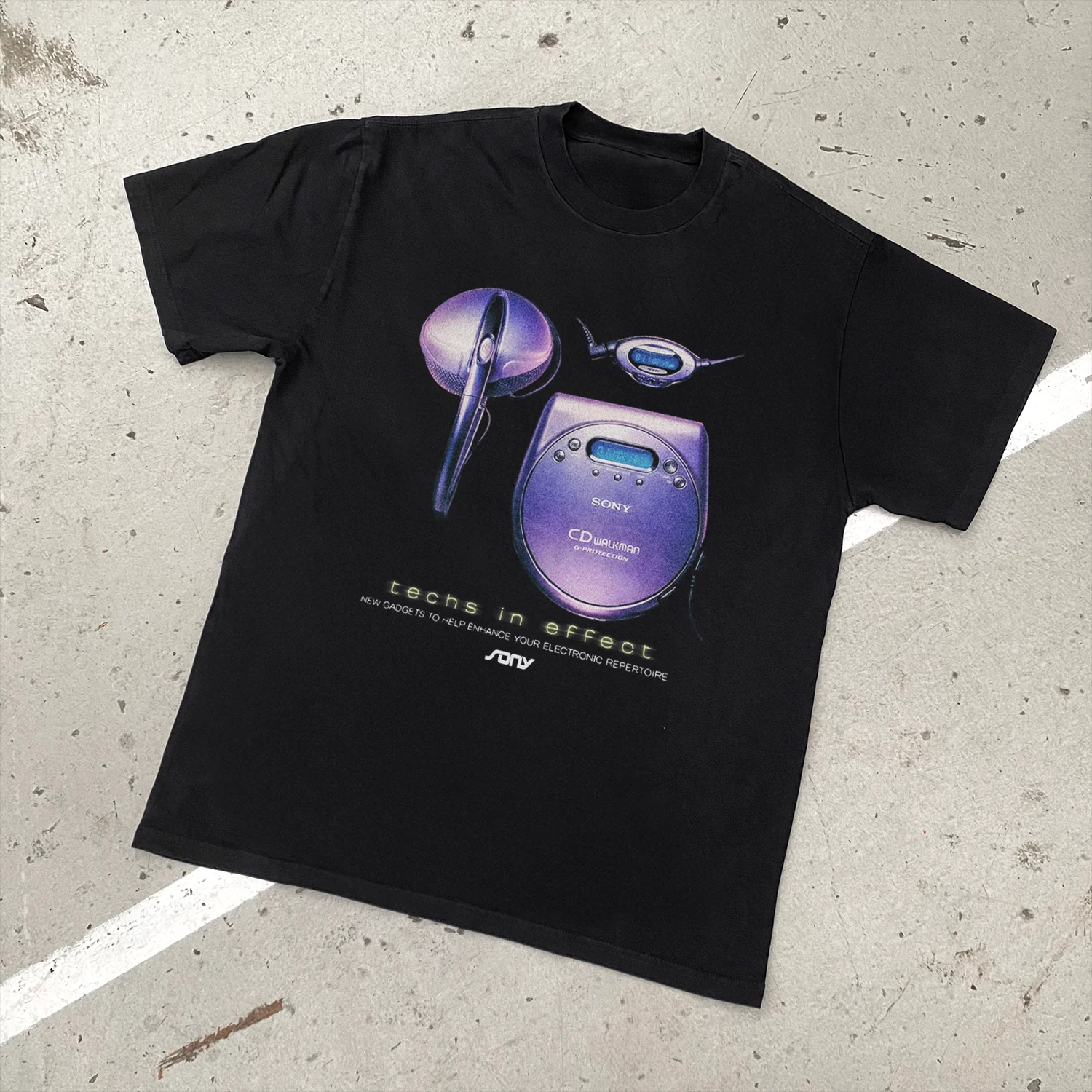 90s Walkman 'Tech In Effect' Heavy Faded Tee - Image 2