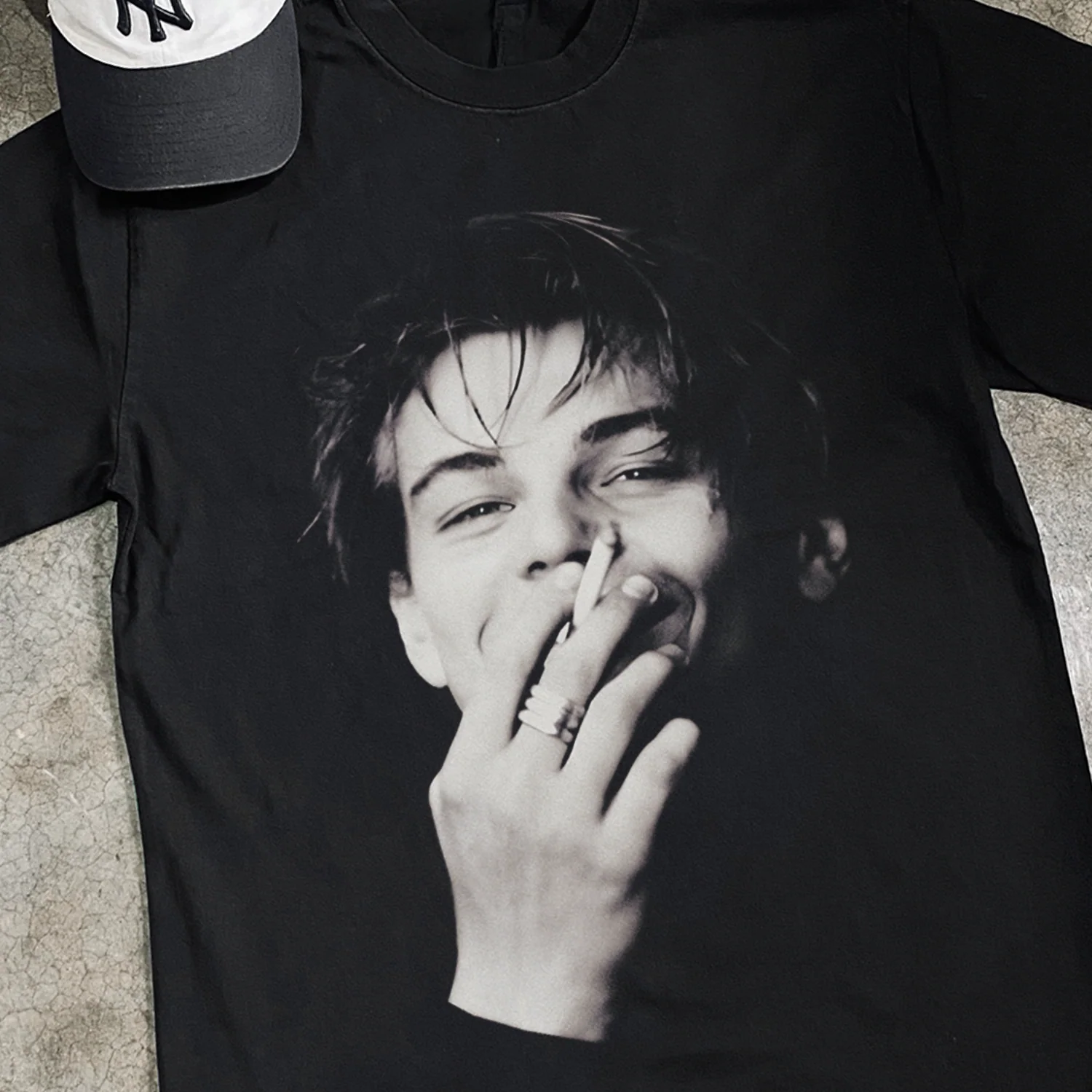 95 Leonardo 'Got A Light?' Heavy Faded Black Tee - Image 2