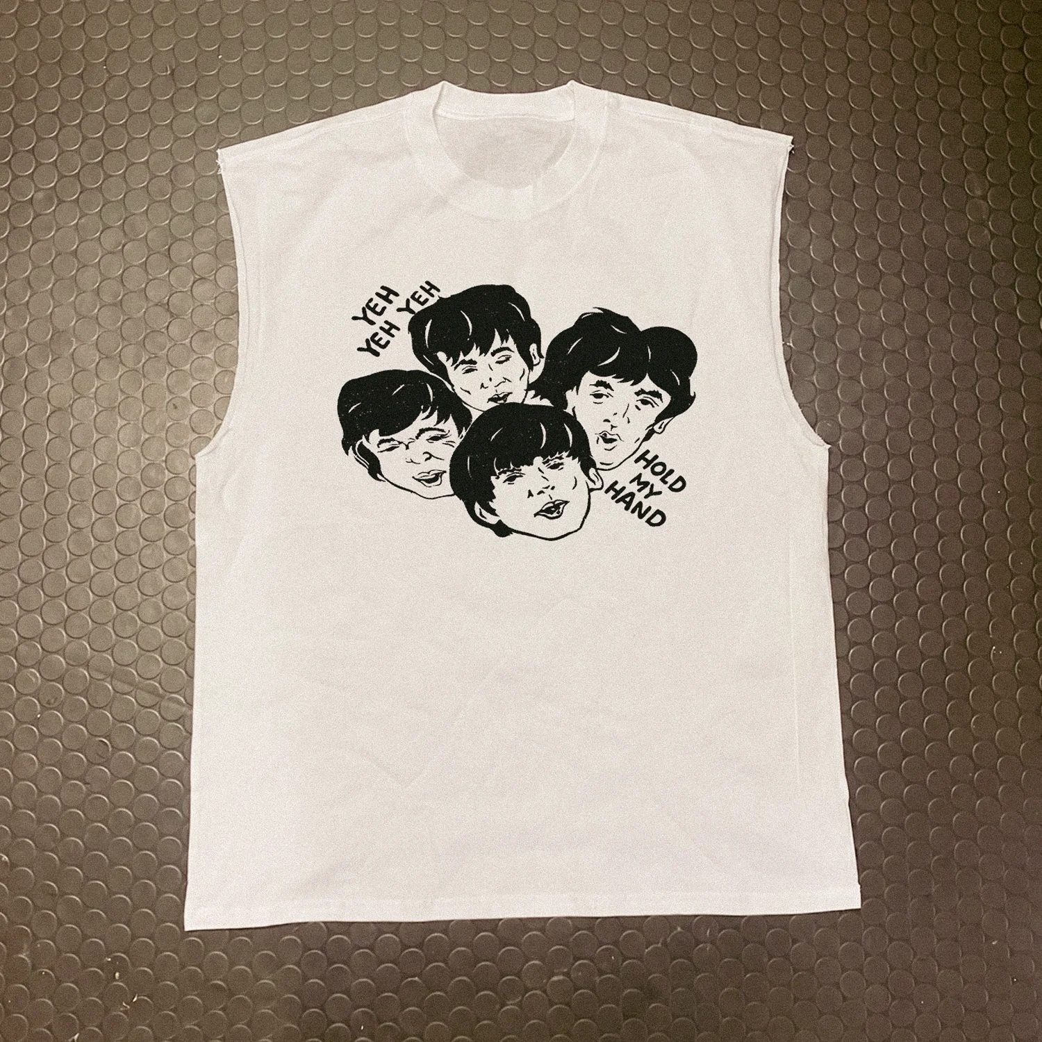 Beatles 'Hold Your Hand' Cut-Off White Heavy Tee