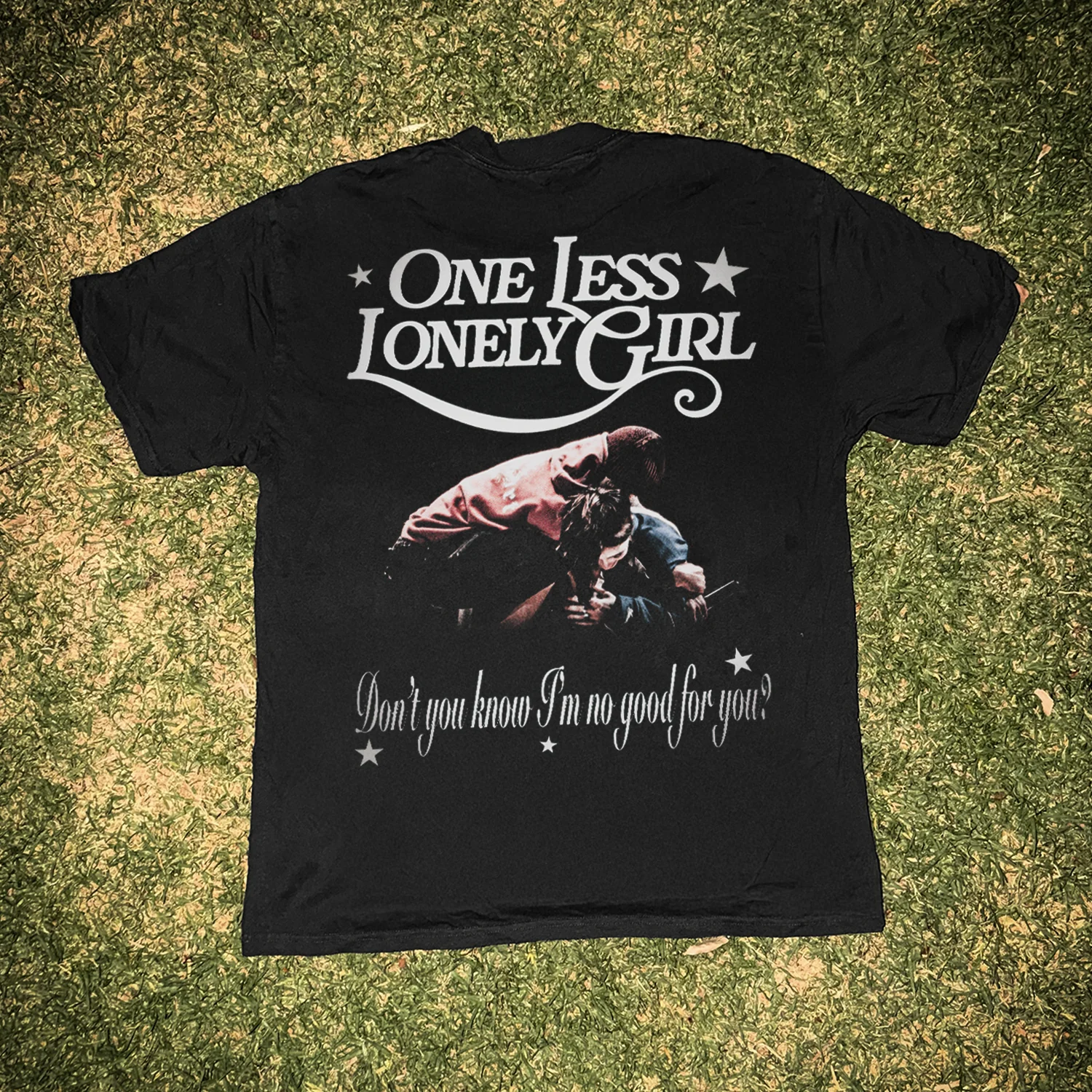 Bieber x Billie 'One Less Lonely Girl' Heavy Faded Black Tee - Image 2