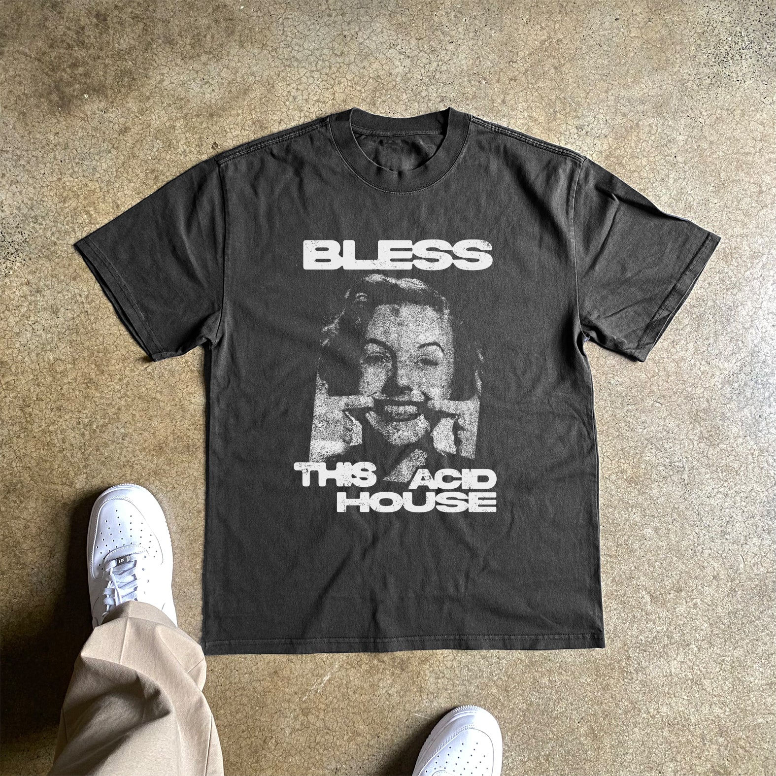 Bless This Acid House Heavyweight Black Tshirt - Image 2