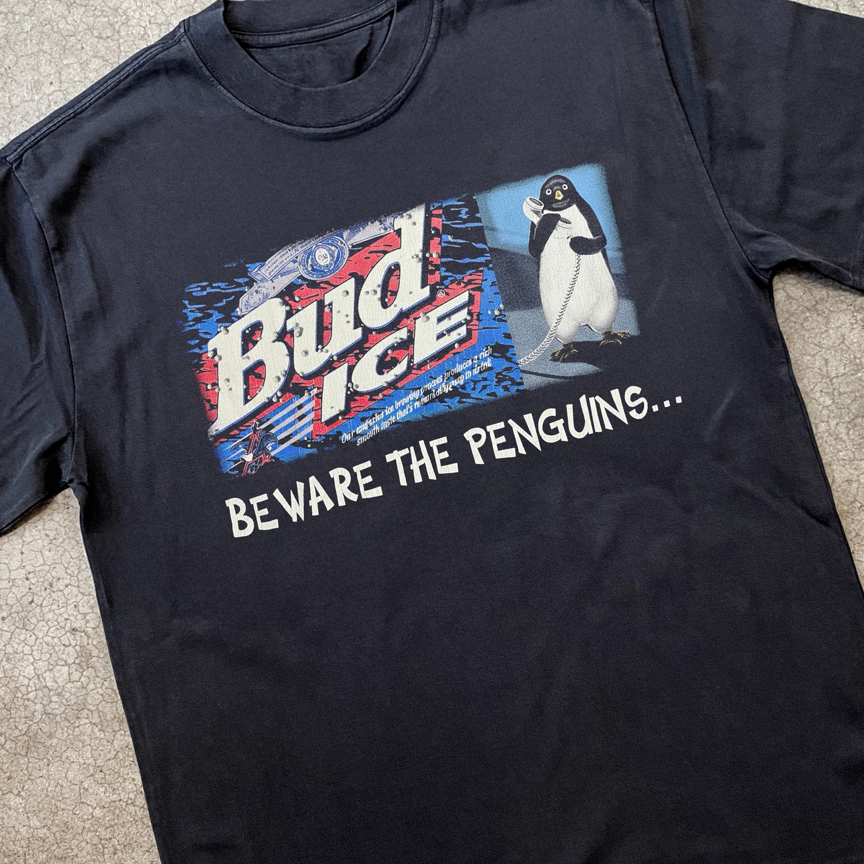 Bud Ice Penguin Tee Heavyweight Black T-shirt - Image 2