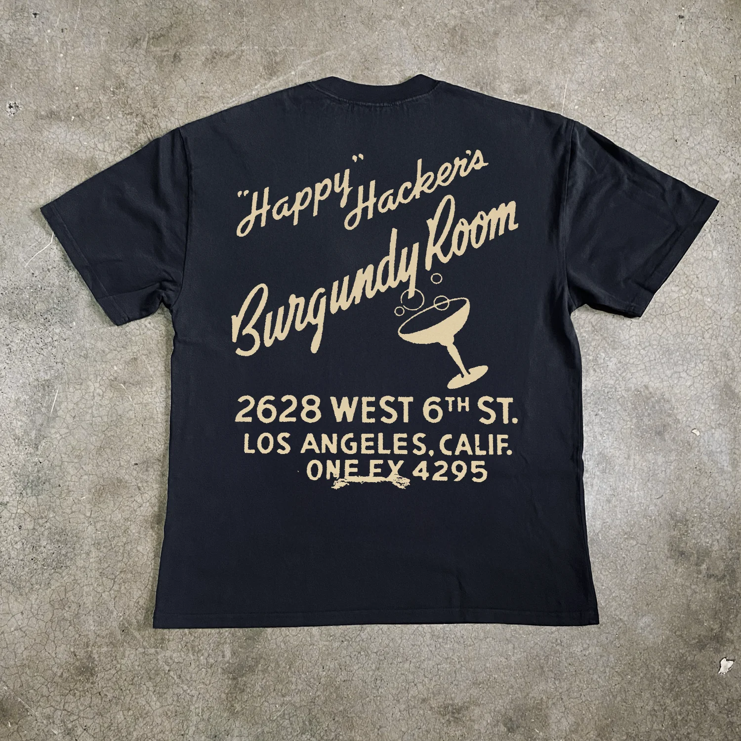 'Burgundy Room' Heavy Faded Black Tee