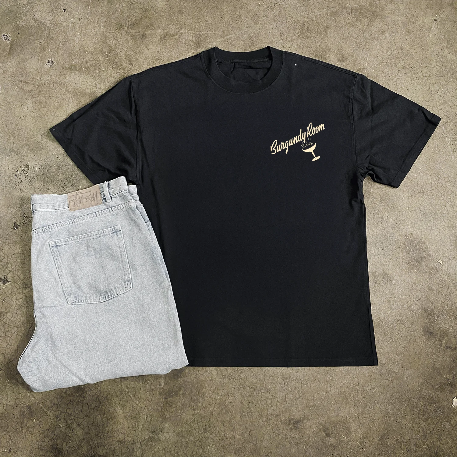 'Burgundy Room' Heavy Faded Black Tee - Image 3