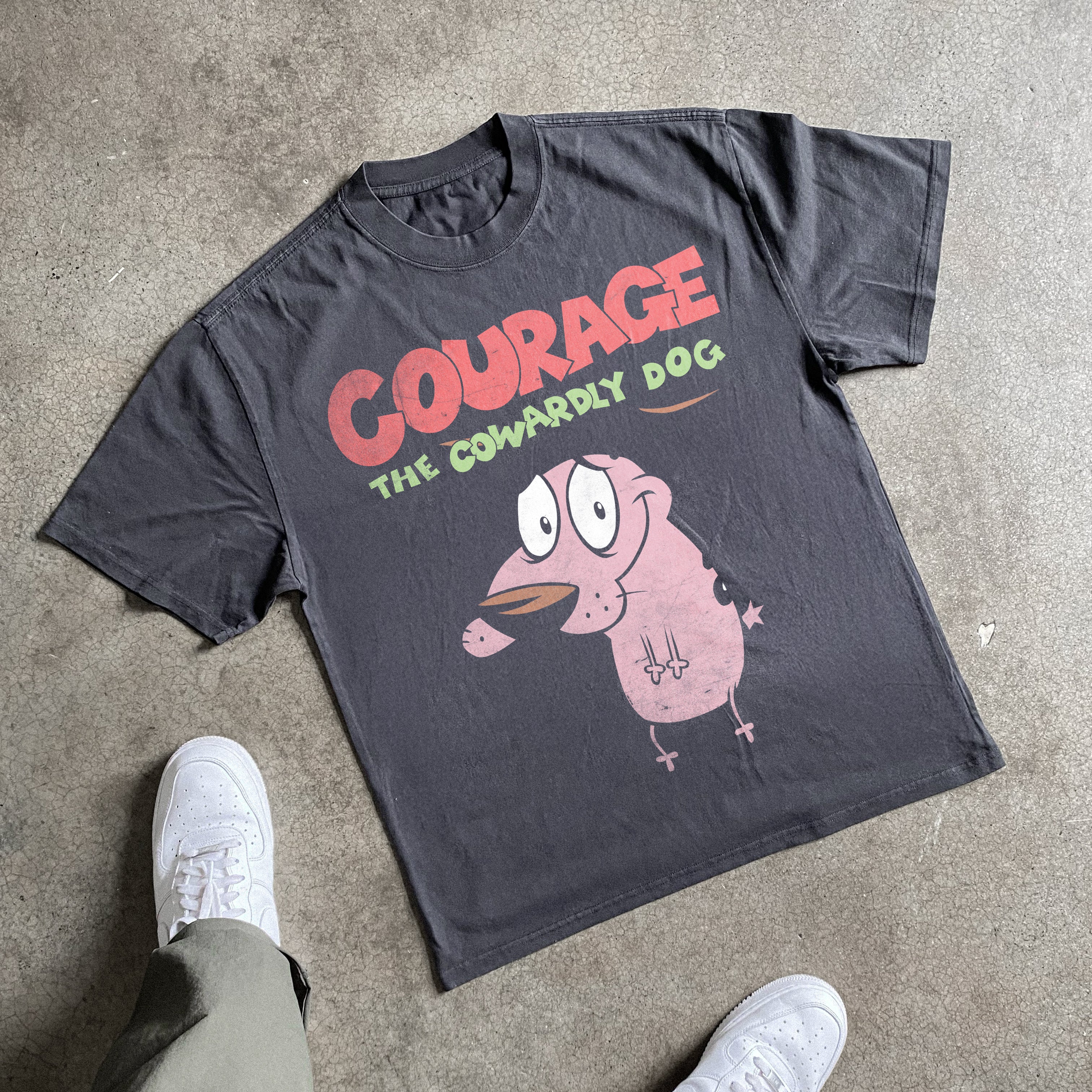 Cartoon Network Courage The Cowardly Dog Vintage Heavyweight Black T-Shirt