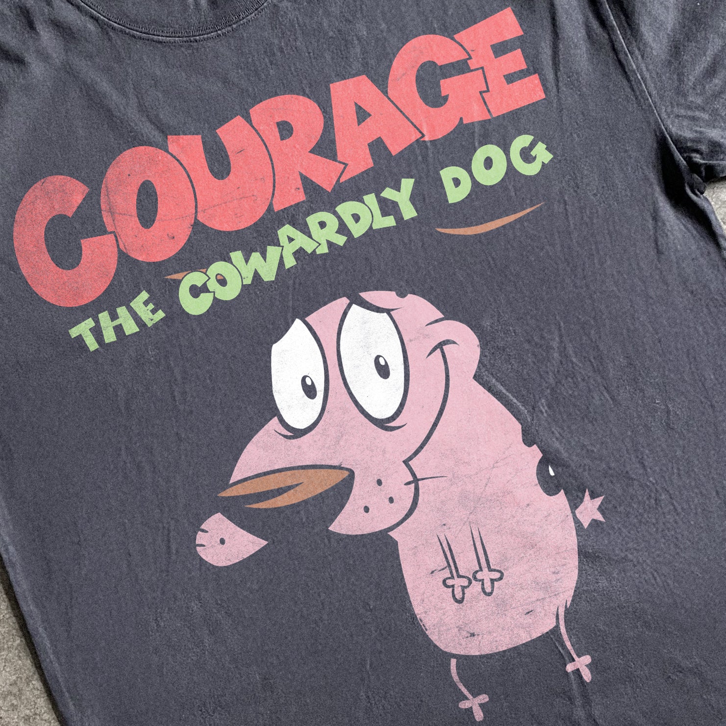 Cartoon Network Courage The Cowardly Dog Vintage Heavyweight Black T-Shirt - Image 2