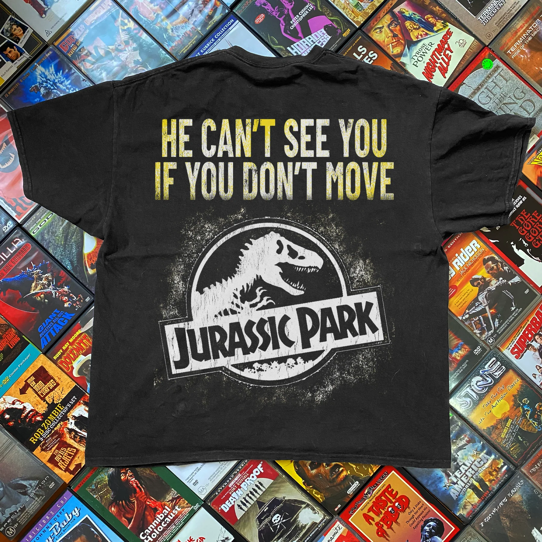 Classic Jurassic Park 'Don't Move' Promo Black T-Shirt - Image 2