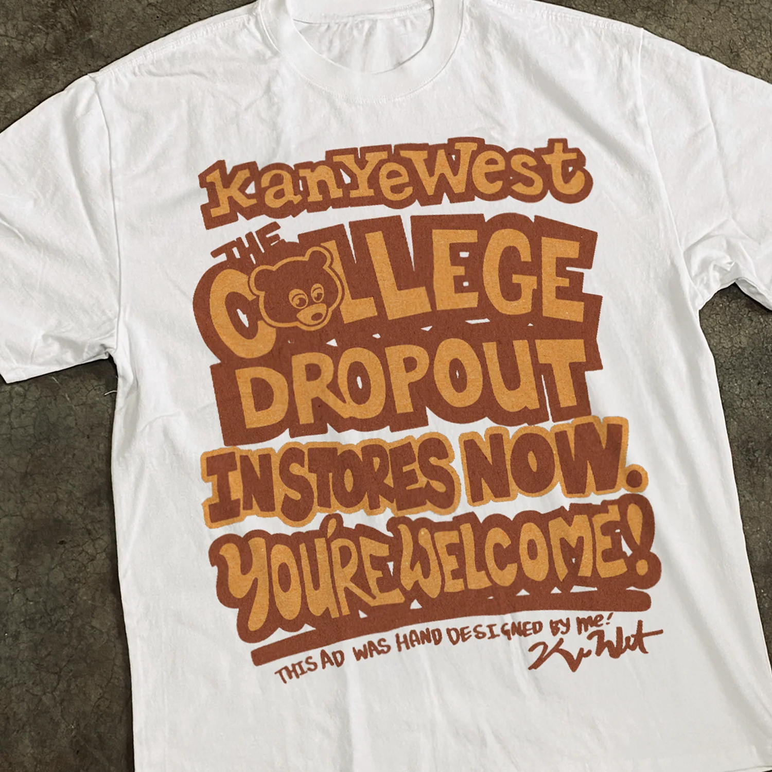College Dropout 04' 'You'Re Welcome' Heavy Faded White Tee - Image 2