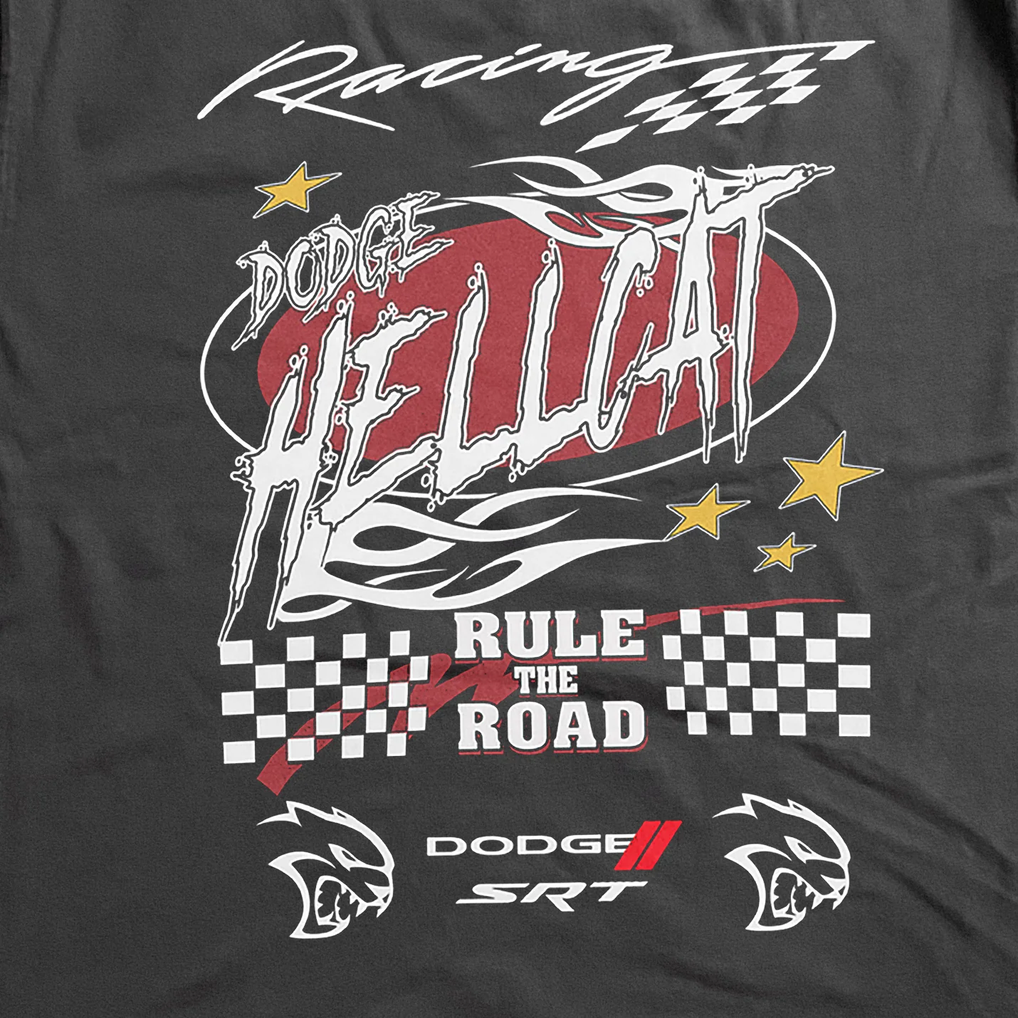 Dodge Hellcat Vintage Heavyweight Black T-Shirt - Image 2