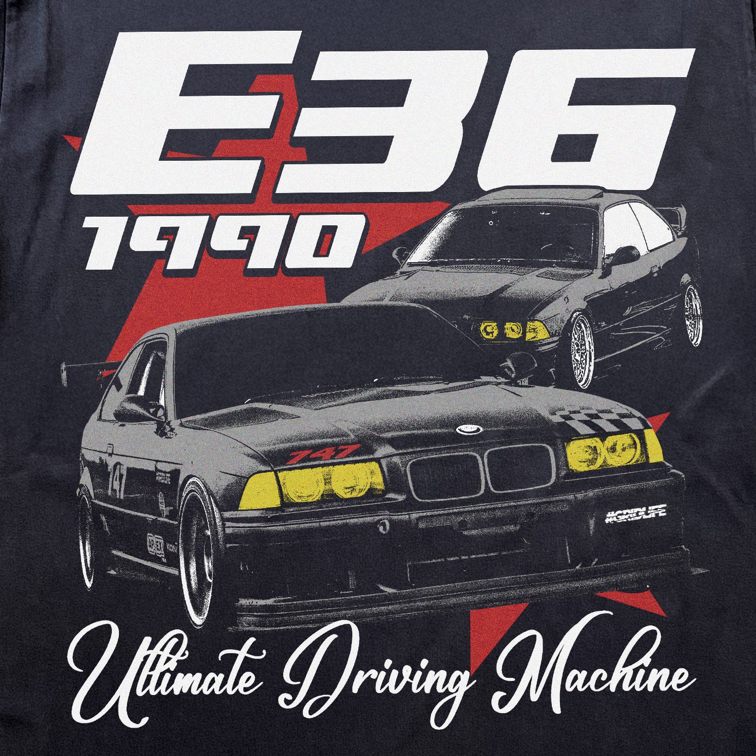 E36 1990 Udm Heavyweight Black T-Shirt - Image 2