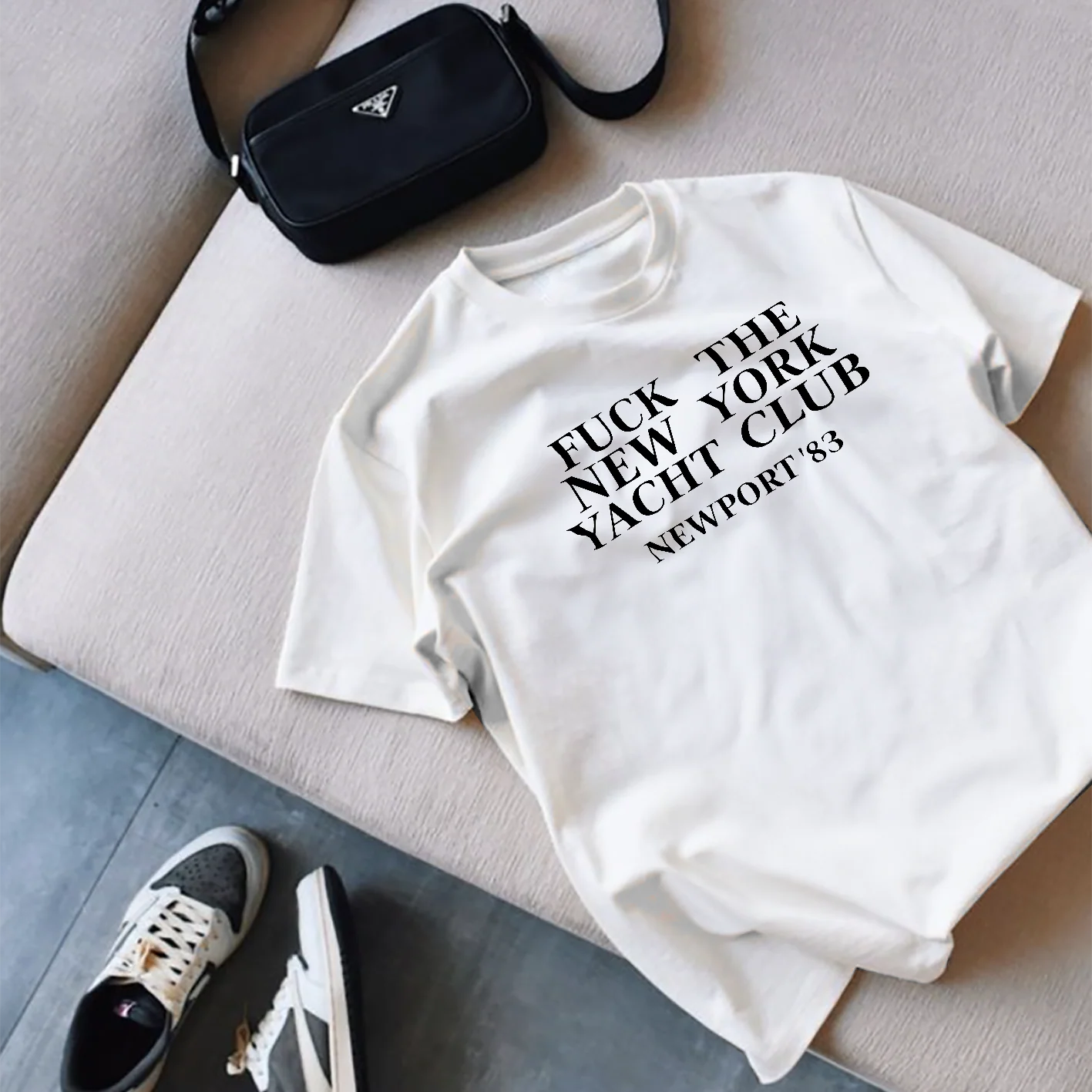 F*Ck The Ny Yacht Club Luxe Newport 83 Heavyweight White T-Shirt - Image 2