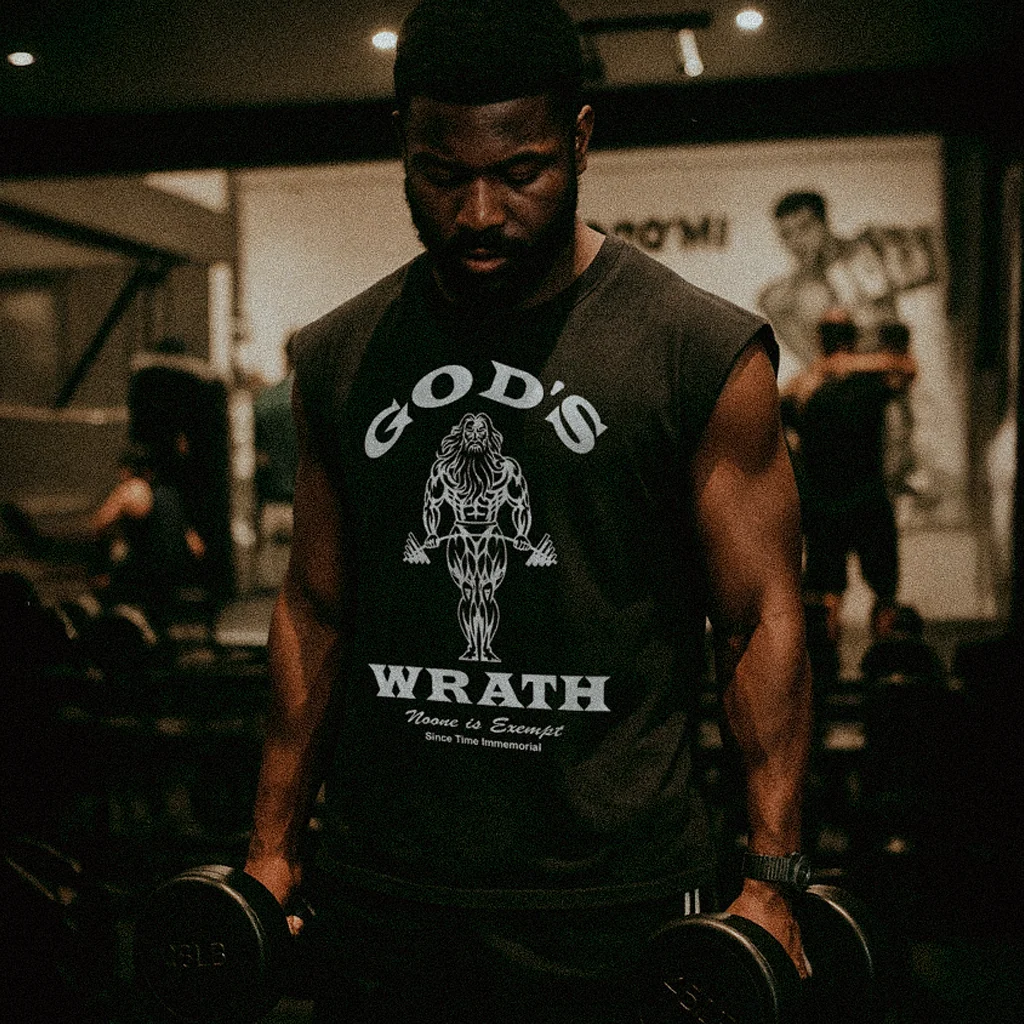 'God's Wrath' Cut-Off Gym Black Tee