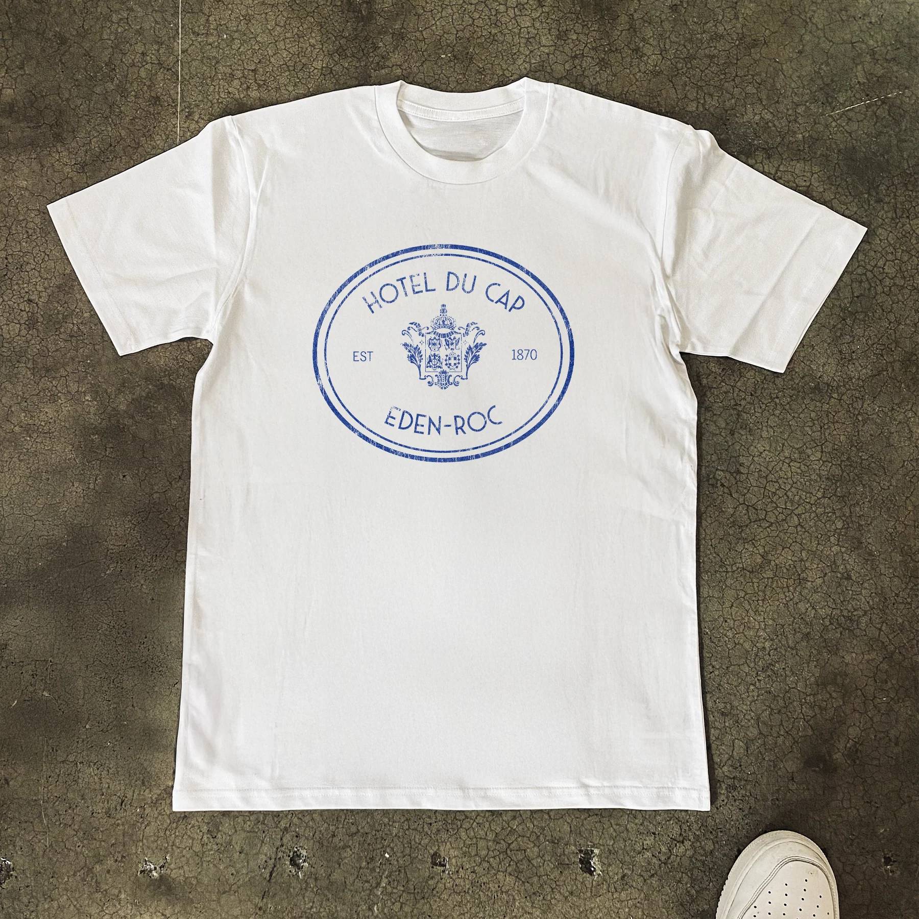 'Hotel Du Cap' Jfk Aged Print Heavy White Tee - Image 2