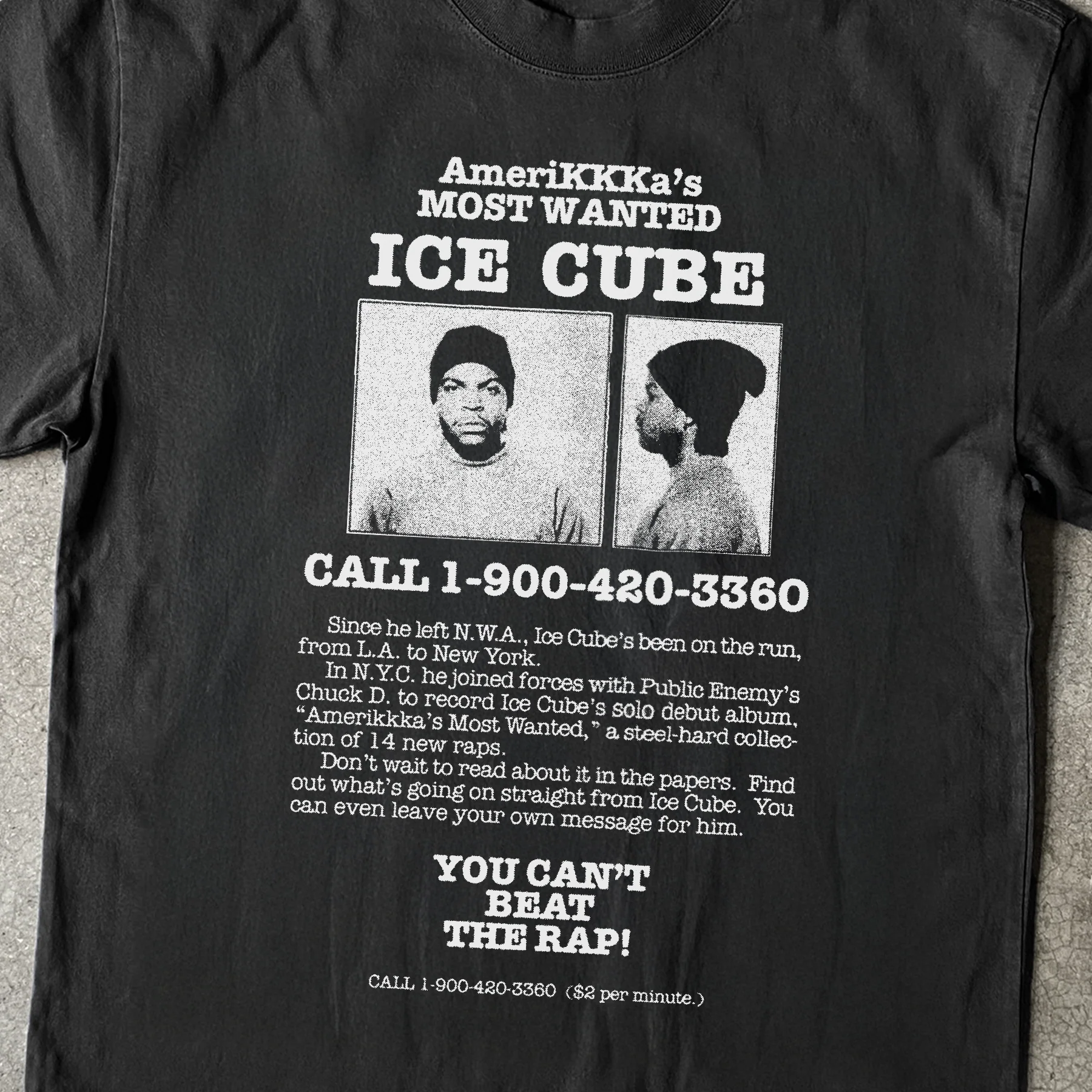 Ice Cube 'Amerikkkas Most Wanted' Poster Heavy Black Tee - Image 2