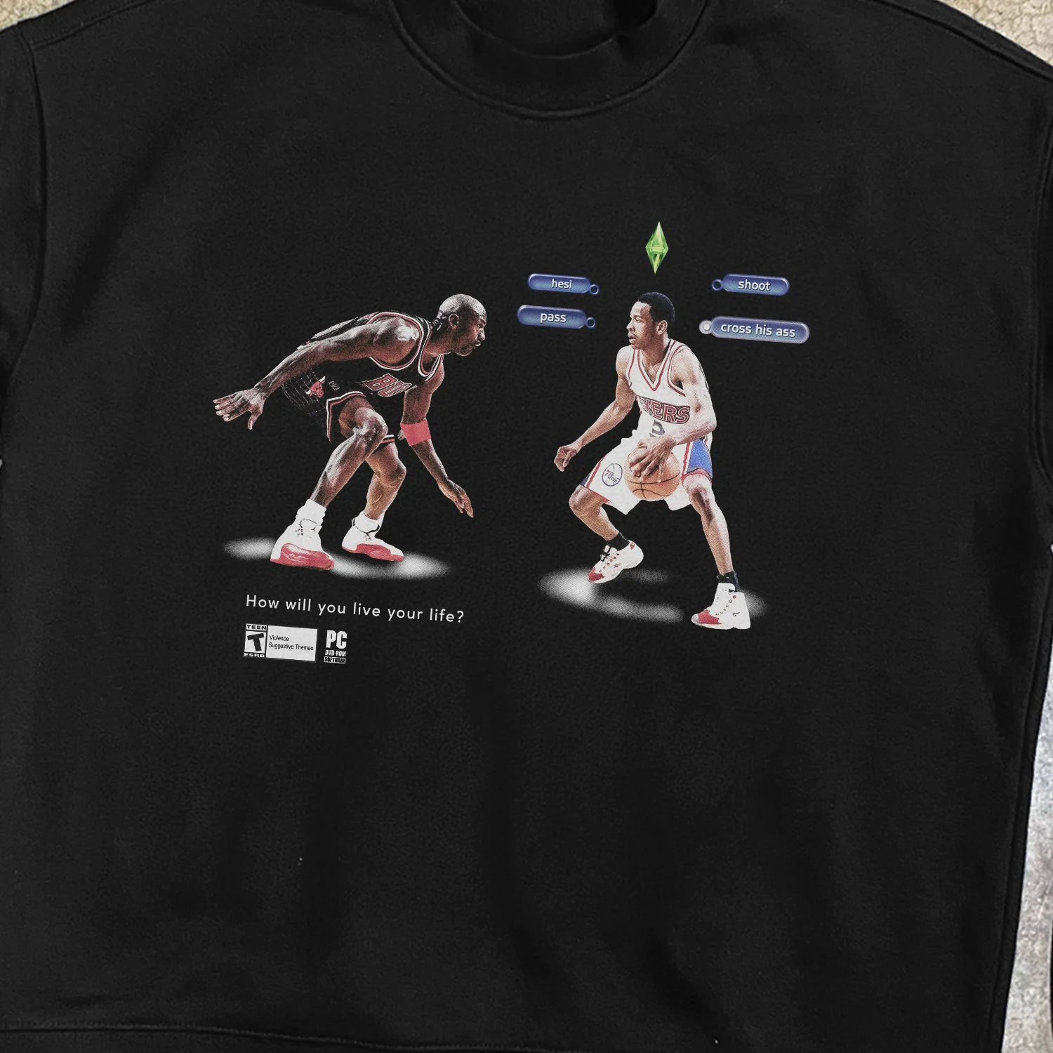 Iverson x Jordan Sims 'Live Your Life' Black Crewneck - Image 2