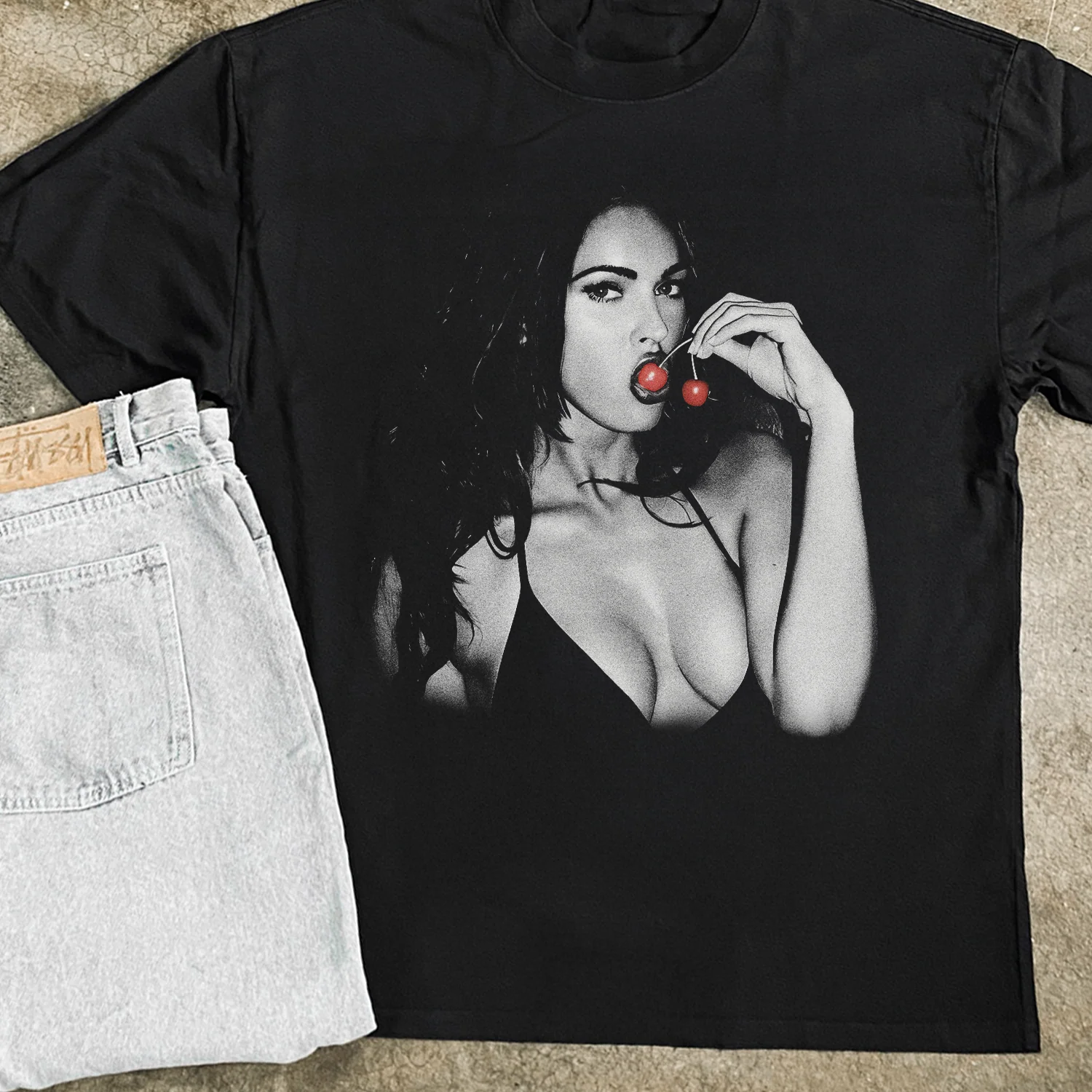 Megan 'Cherries' Jennifer Faded Heavy Black Tee - Image 2