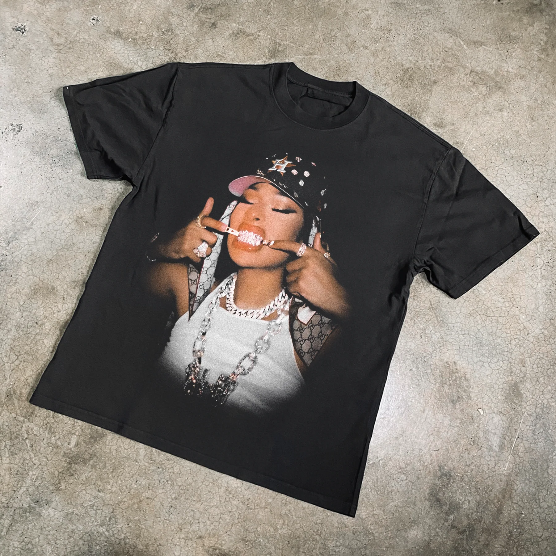 Megan 'Houston Hotty' Heavy Faded Black Tee