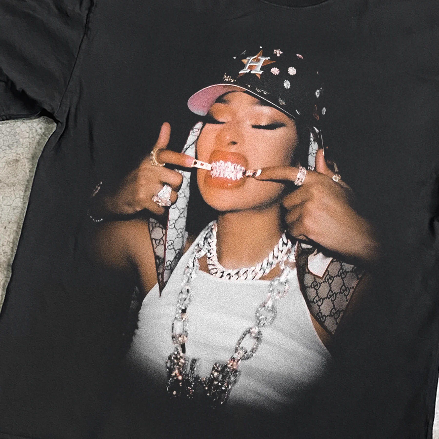 Megan 'Houston Hotty' Heavy Faded Black Tee - Image 2