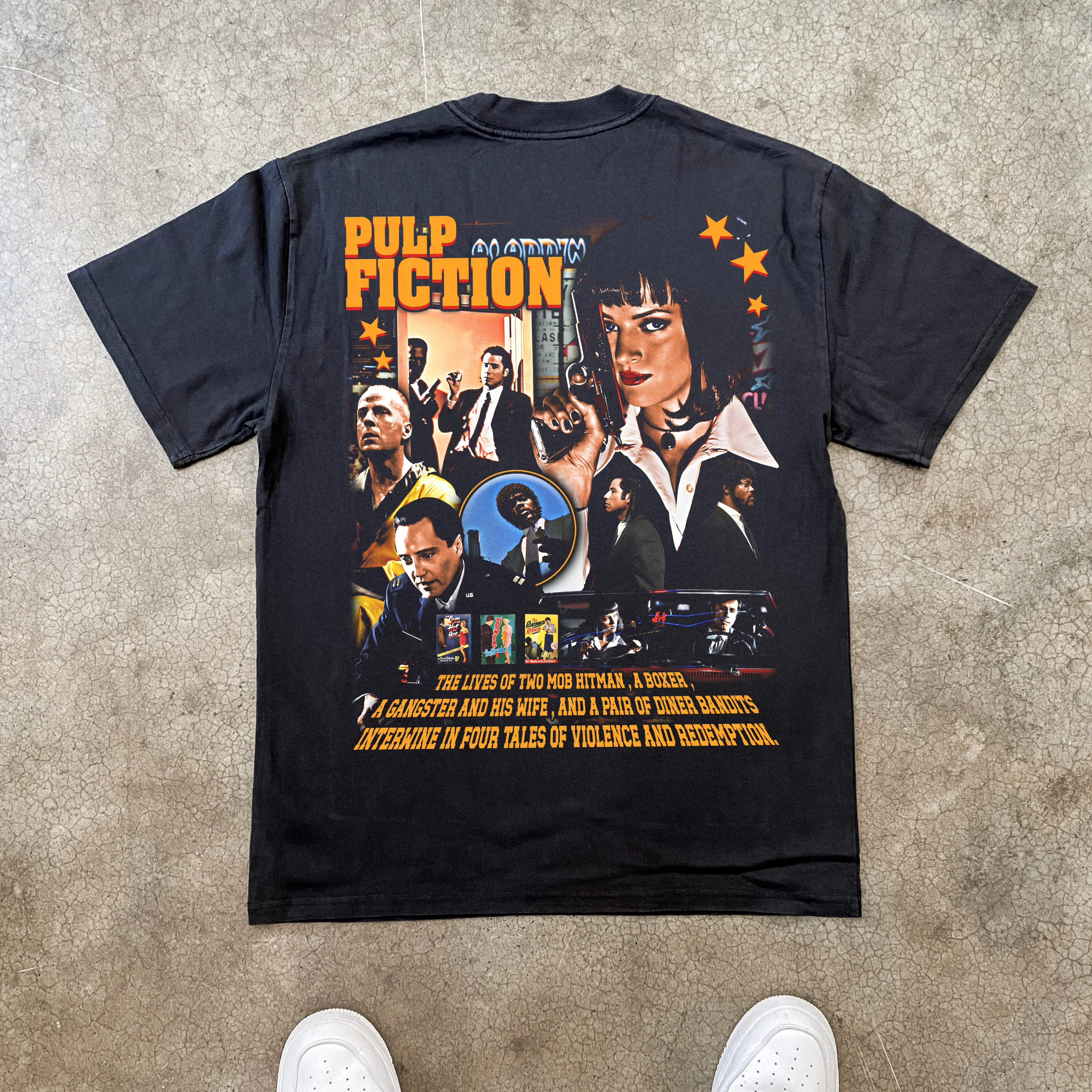 Pulp Fiction Movies Heavyweight Black T-Shirt - Image 3