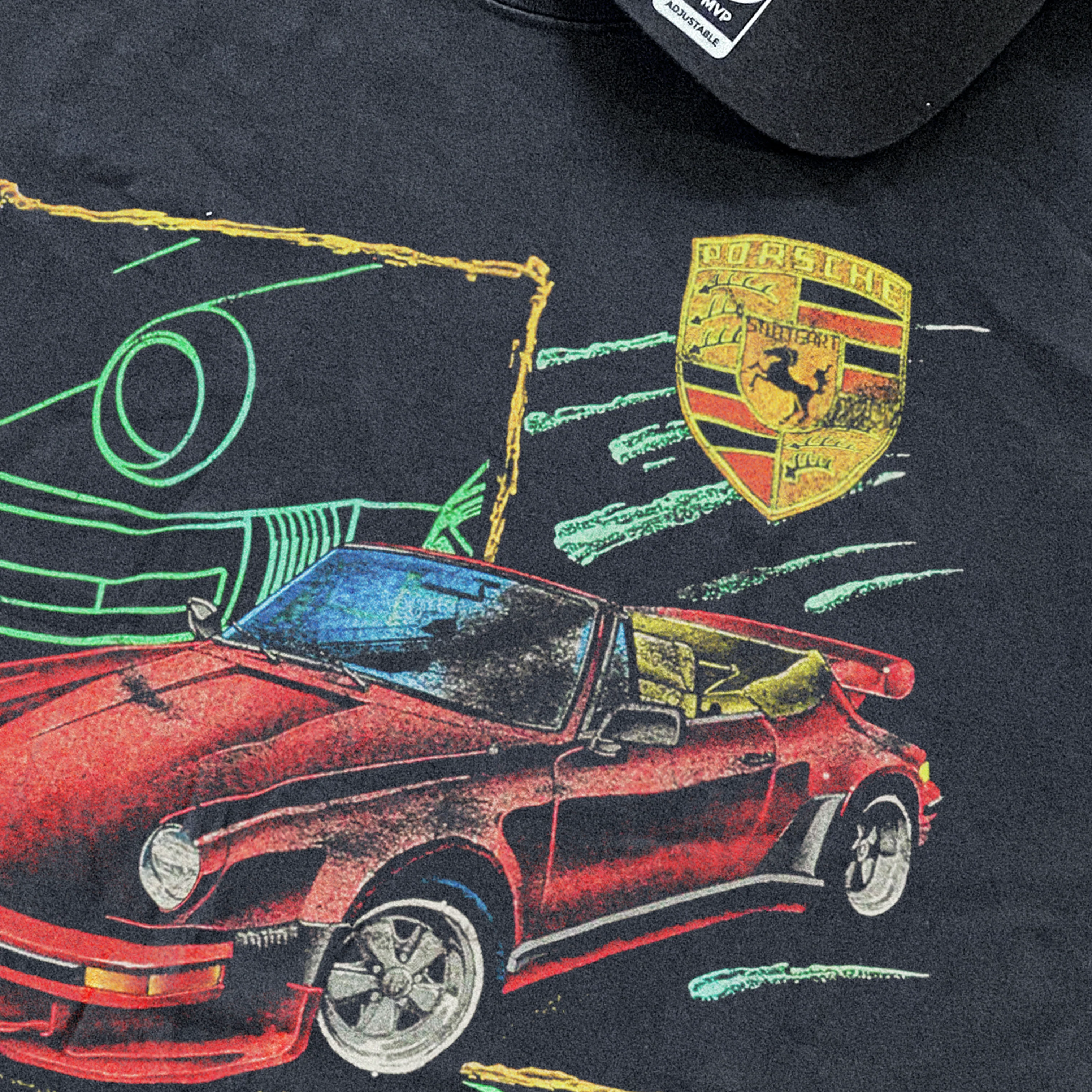 Retro 1992 'Porsche' Washed Black T-Shirt - Image 2