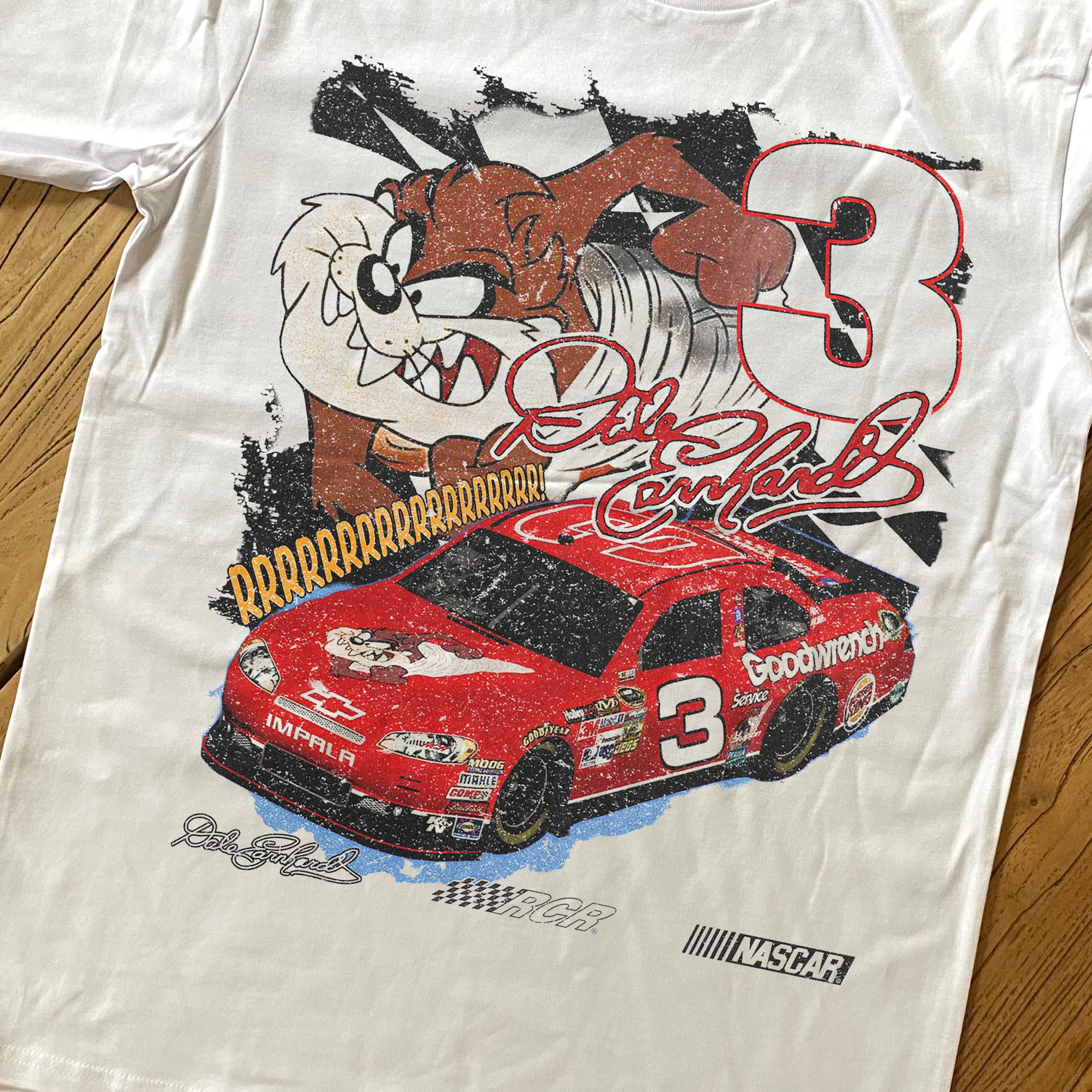 Tasmanian Devil Dale Earnhardt Nascar Heavyweight White T-Shirt - Image 2