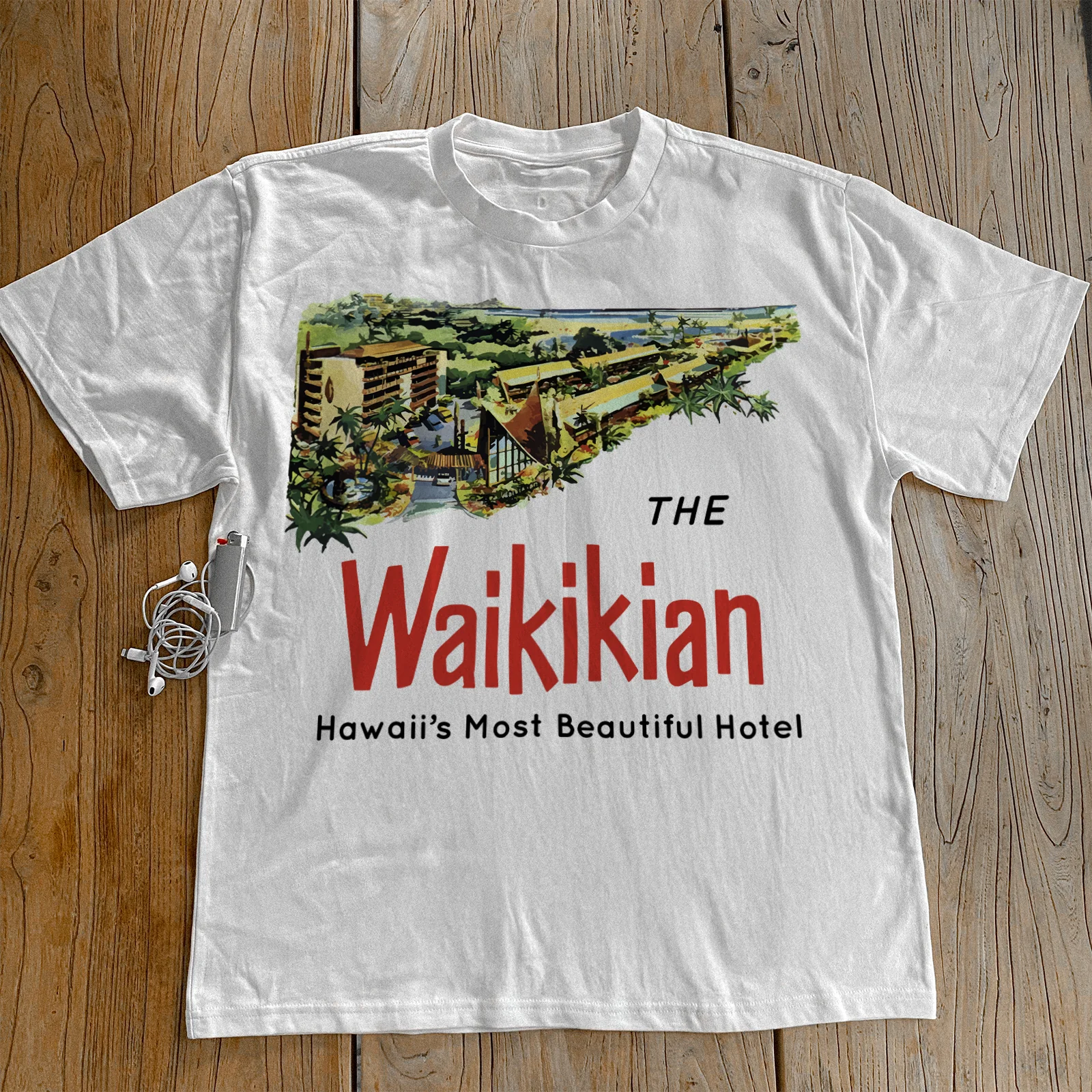 'The Waikikian' Hotel Heavyweight White T-Shirt