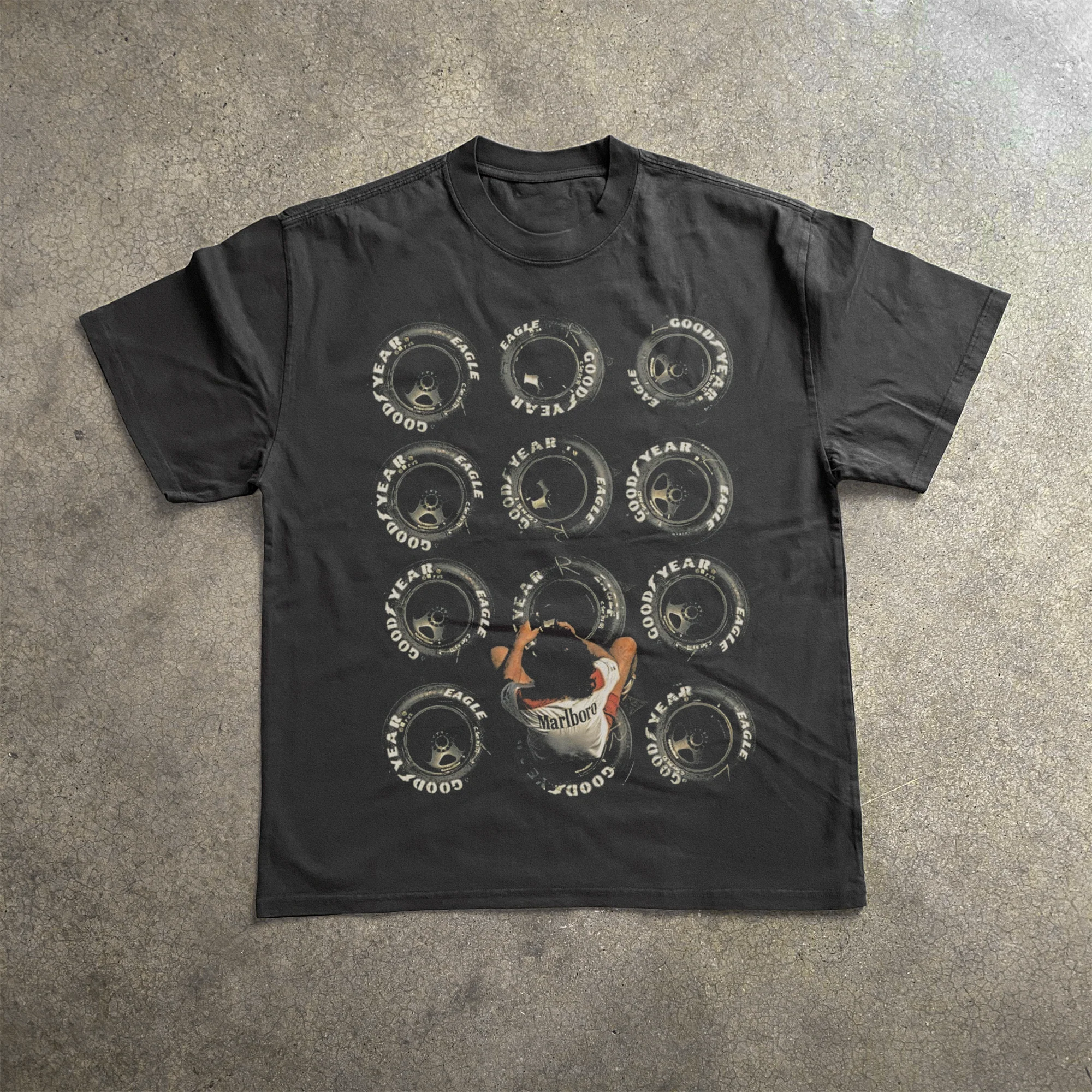 Vintage Wheels Heavyweight Black Tshirt