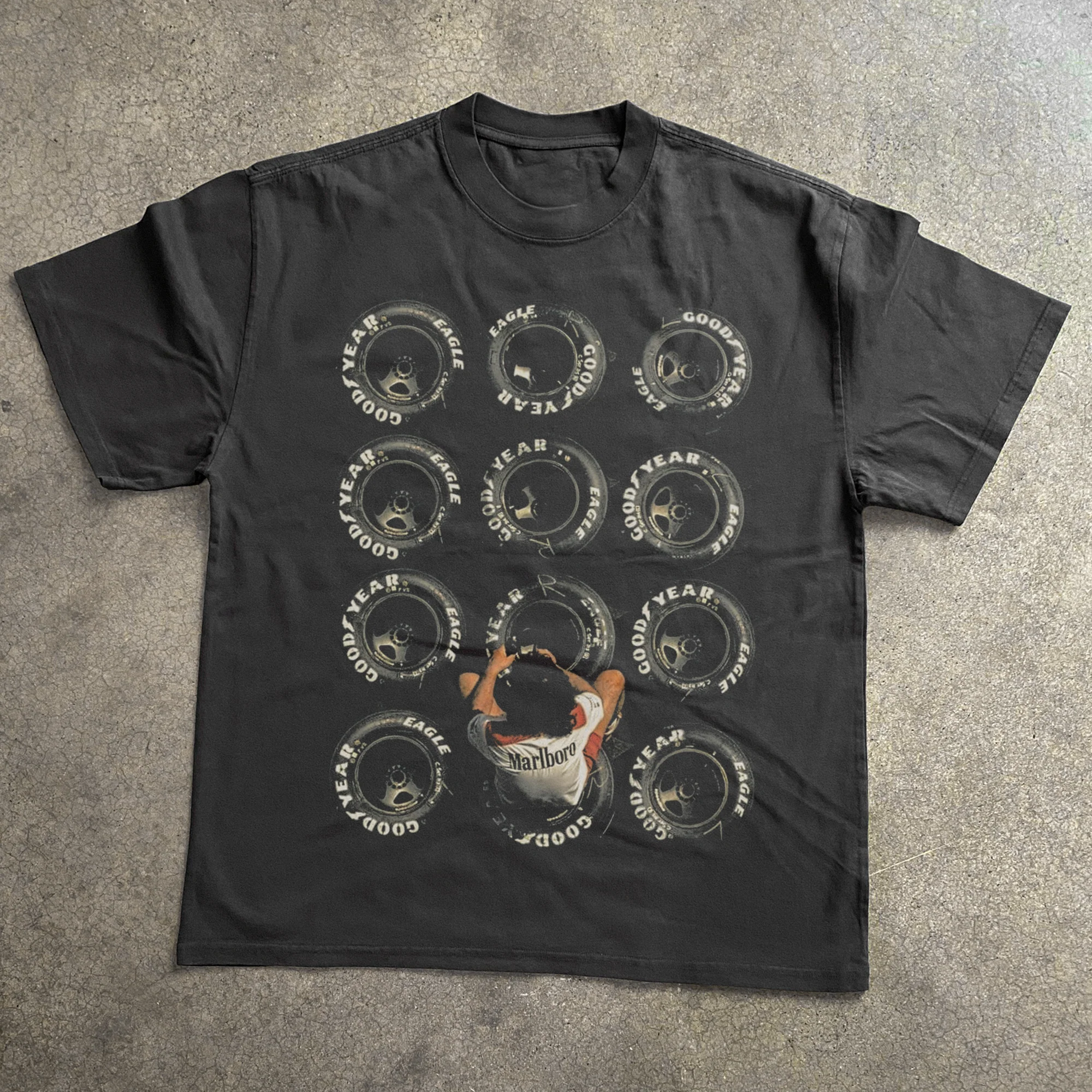 Vintage Wheels Heavyweight Black Tshirt - Image 2
